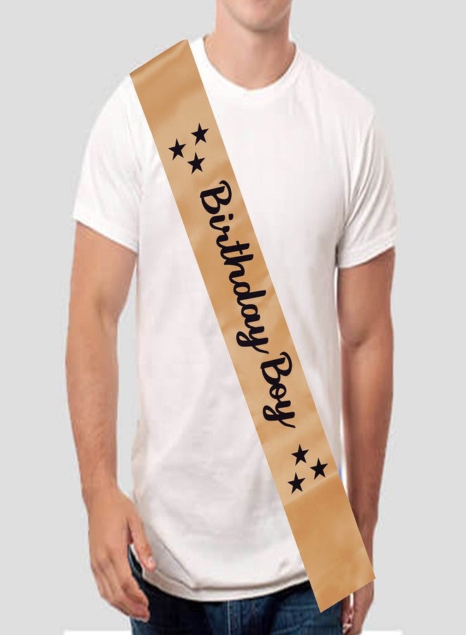 Decofy Happy Birthday Sash For Boys & Mens | Crown For Baby Boys King Adult Mens Suitable to everone -GOLD Sash BOY - Image 3